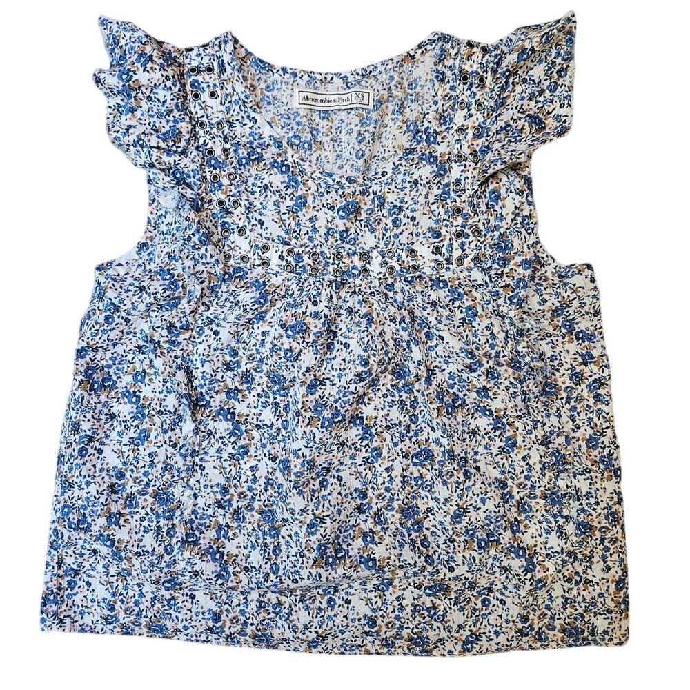 Abercrombie Floral Babydoll Eyelet Top XS Cottagecore